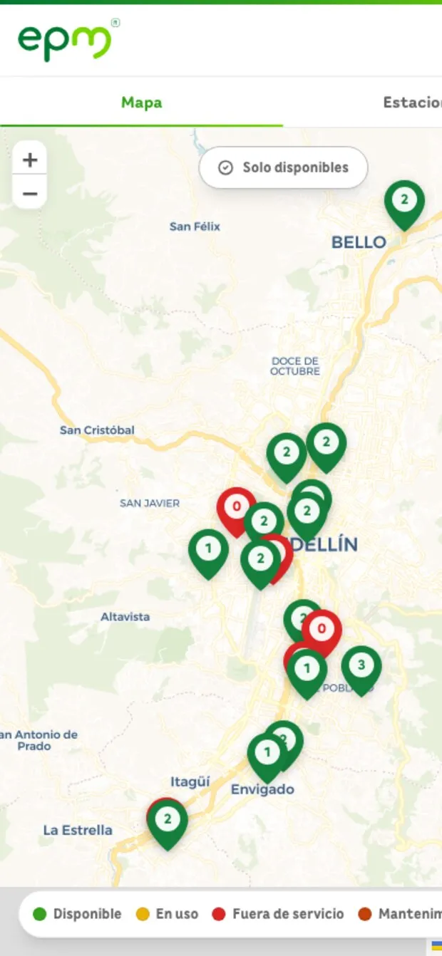 EPM charger map on mobile