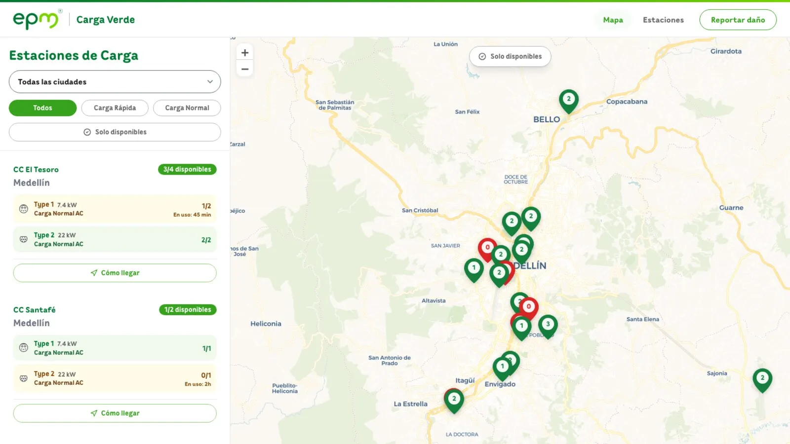 EPM Carga Verde live product